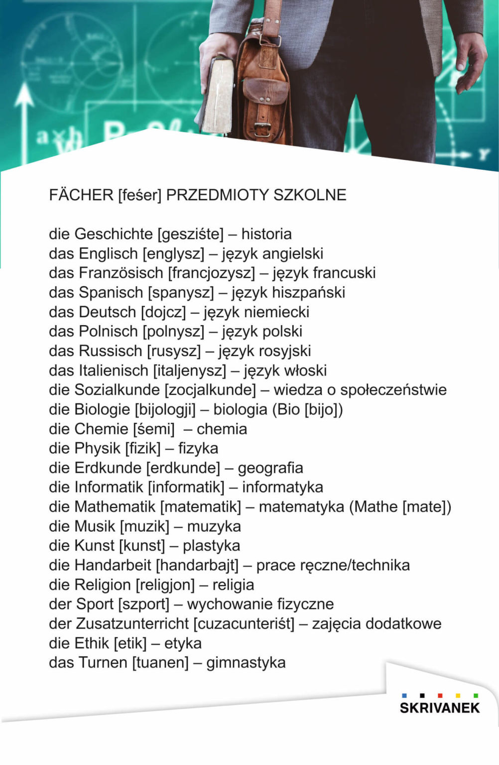 Przedmioty szkolne po niemiecku - Agencja Skrivanek - Biuro Tłumaczeń