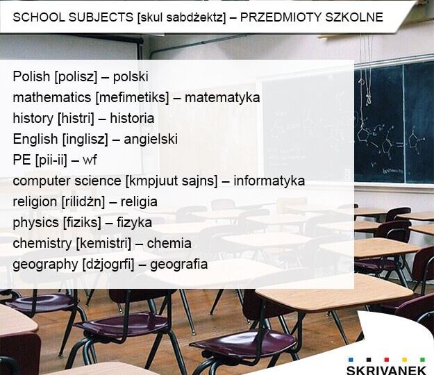 przedmioty szkolne po angielsku