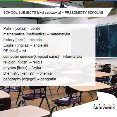 przedmioty szkolne po angielsku