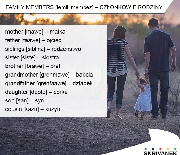 członkowie rodziny po angielsku