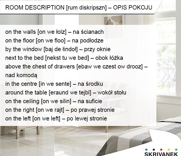 opis pokoju po angielsku