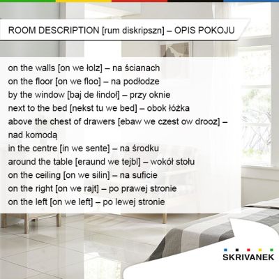 opis pokoju po angielsku