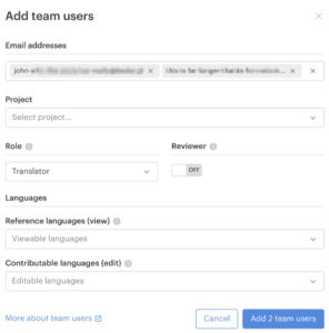 Adding team users