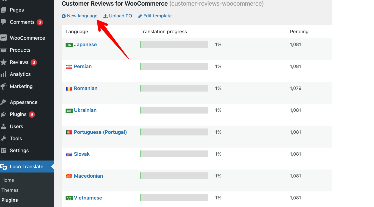 Customer Reviews for WooCommerce z Loco - screen