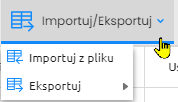 Opcje importu eksportu - zrzut ekranu