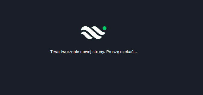 Pasek postępu przy tworzeniu strony za pomocą AI - zrzut ekranu