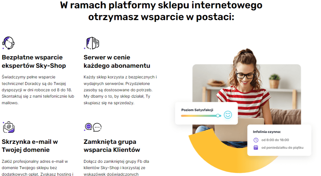 Wsparcie w prowadzeniu sklepu - zrzut ze strony Sky-Shop