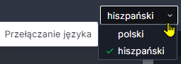 Wybór paska języka - zrzut ekranu